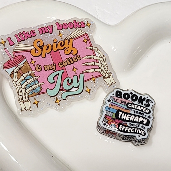 Other - Spicy Books Flatback Focal Bead Coffee Beaded Pen Badge Keychain Phone Chain Pin
